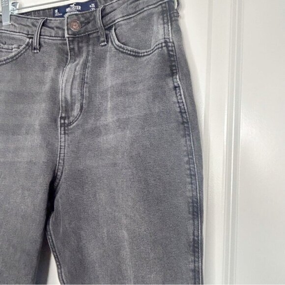 Hollister Grey 90's High Rise Relaxed Fit Denim Jeans size 25 ripped edge hem - Picture 6 of 7
